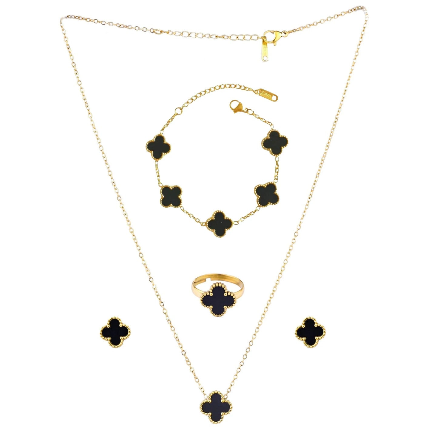 Premium Clover 4 pcs Complete Set (Adjustable Ring)