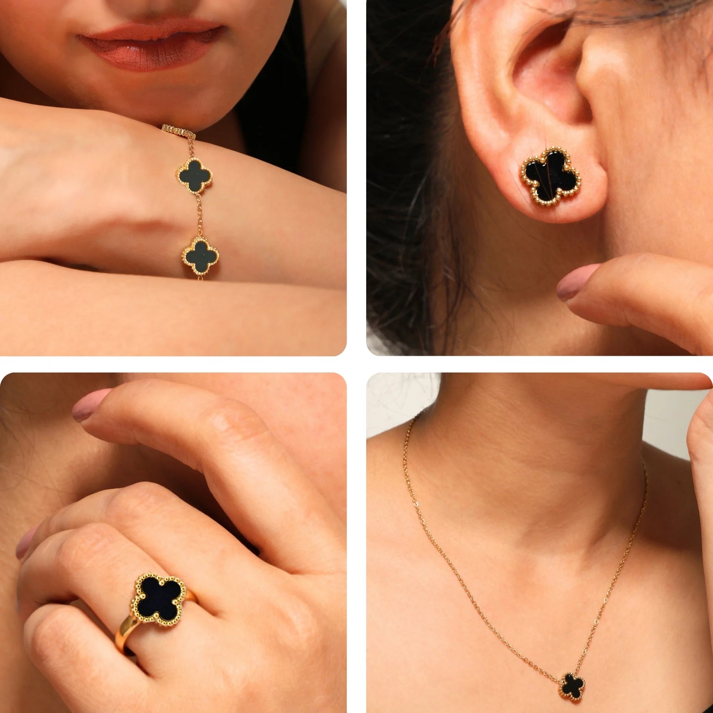 Premium Clover 4 pcs Complete Set (Adjustable Ring)