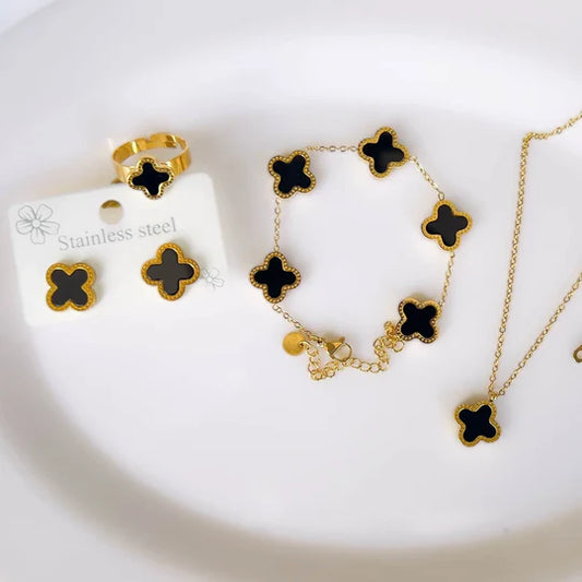 Premium Clover 4 pcs Complete Set (Adjustable Ring)